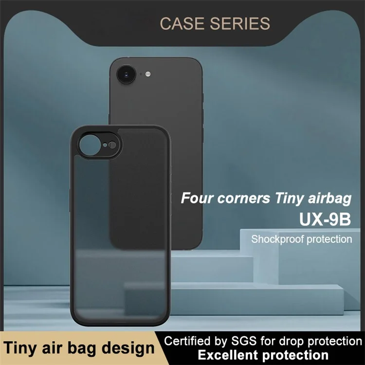 Étui IMAK UX-9B Series pour iPhone 16e avec Coussin d'Air Minuscule - Coque de Téléphone Mate en PC et TPU