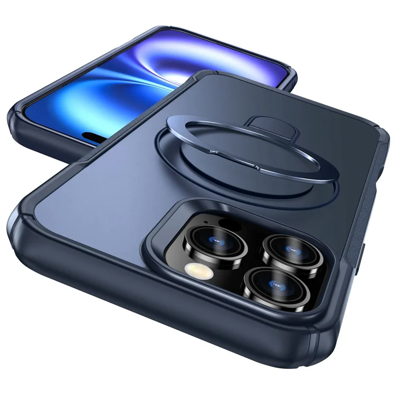 For iPhone 16 Pro Case with Magnetic Kickstand TPU + PC Anti Drop Phone Cover - Sapphire