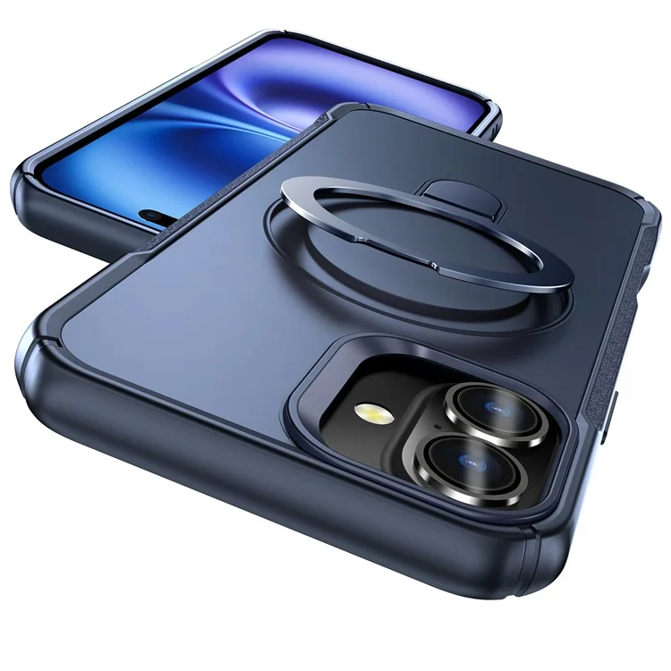 For iPhone 16 Case with Magnetic Kickstand TPU + PC Anti Drop Phone Cover - Sapphire