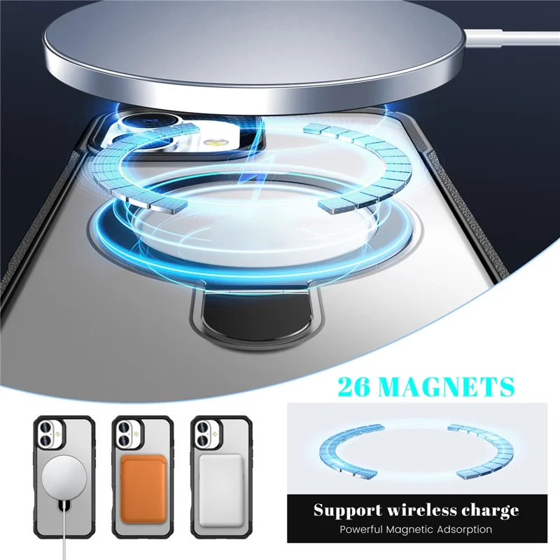 For iPhone 16 Case with Magnetic Kickstand TPU + PC Anti Drop Phone Cover - Matte White