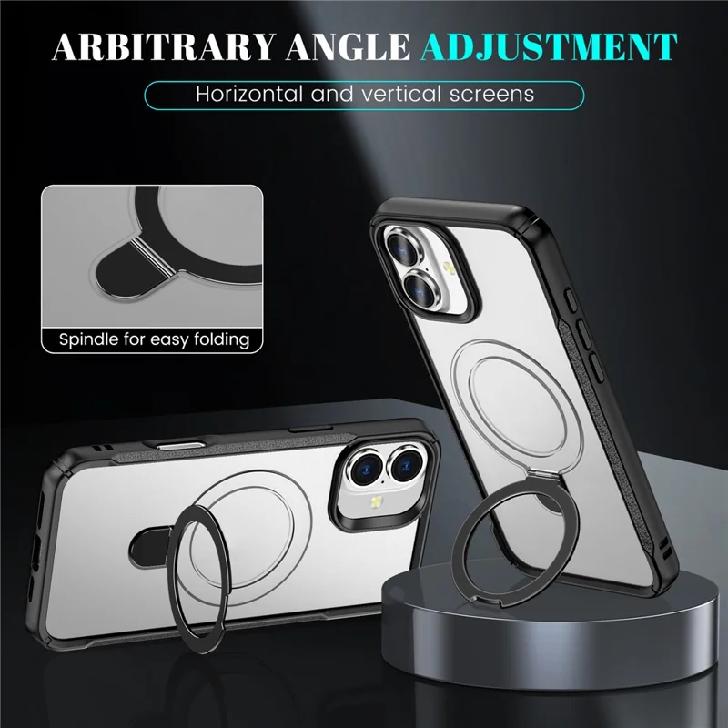 For iPhone 16 Case with Magnetic Kickstand TPU + PC Anti Drop Phone Cover - Matte White