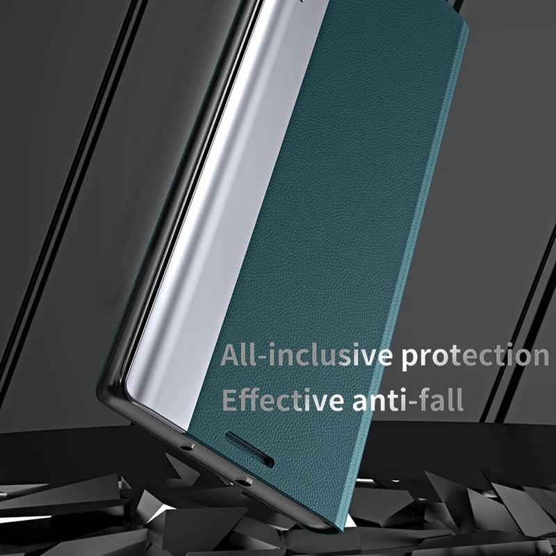 For Samsung Galaxy S25 Edge Case Antidrop Leather Phone Cover with Stand - Green