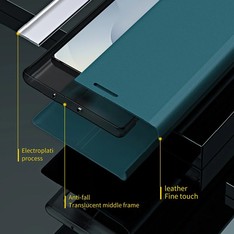 For Samsung Galaxy S25 Edge Case Antidrop Leather Phone Cover with Stand - Green