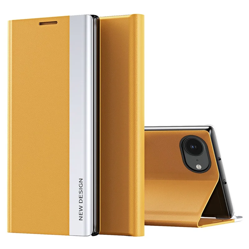 For iPhone 17e / 16e Case Antidrop Leather Phone Cover with Stand - Yellow