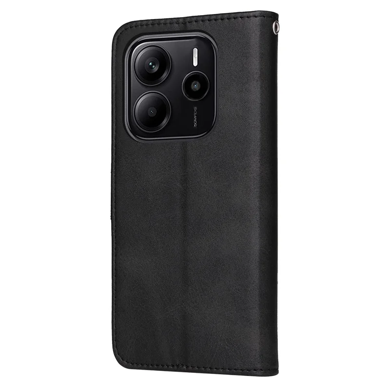 For Xiaomi Redmi Note 14 4G (164.84mm) Case Wallet PU Leather Folio Flip Phone Cover - Black
