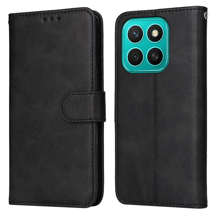 Capa para Honor X8c 4G Carteira em Couro PU Flip Cover para Celular - Preto