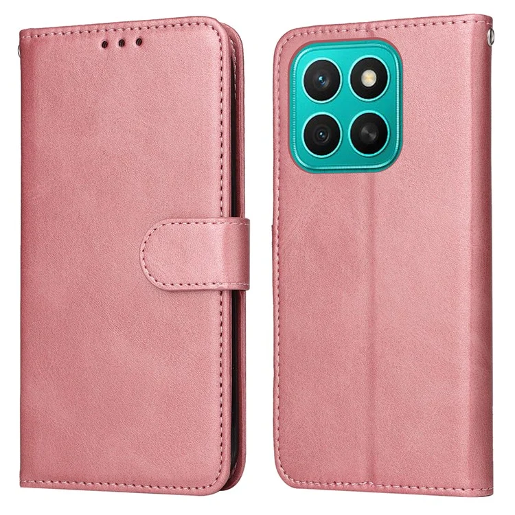 For Honor X8c 4G Case Wallet PU Leather Folio Flip Phone Cover - Pink