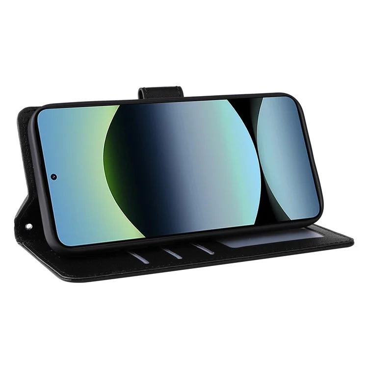 For Xiaomi Redmi Note 14 5G / Poco M7 Pro 5G Case Wallet Stand View PU Leather Phone Cover - Black