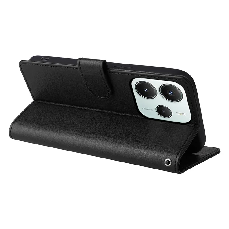 For Xiaomi Redmi Note 14 5G / Poco M7 Pro 5G Case Wallet Stand View PU Leather Phone Cover - Black