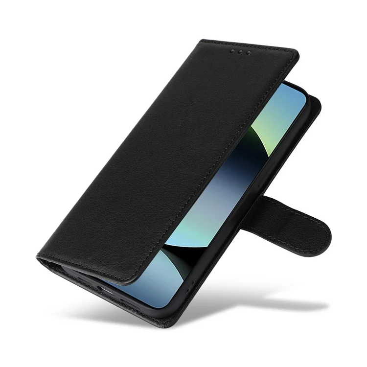 For Xiaomi Redmi Note 14 5G / Poco M7 Pro 5G Case Wallet Stand View PU Leather Phone Cover - Black