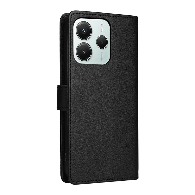 For Xiaomi Redmi Note 14 5G / Poco M7 Pro 5G Case Wallet Stand View PU Leather Phone Cover - Black