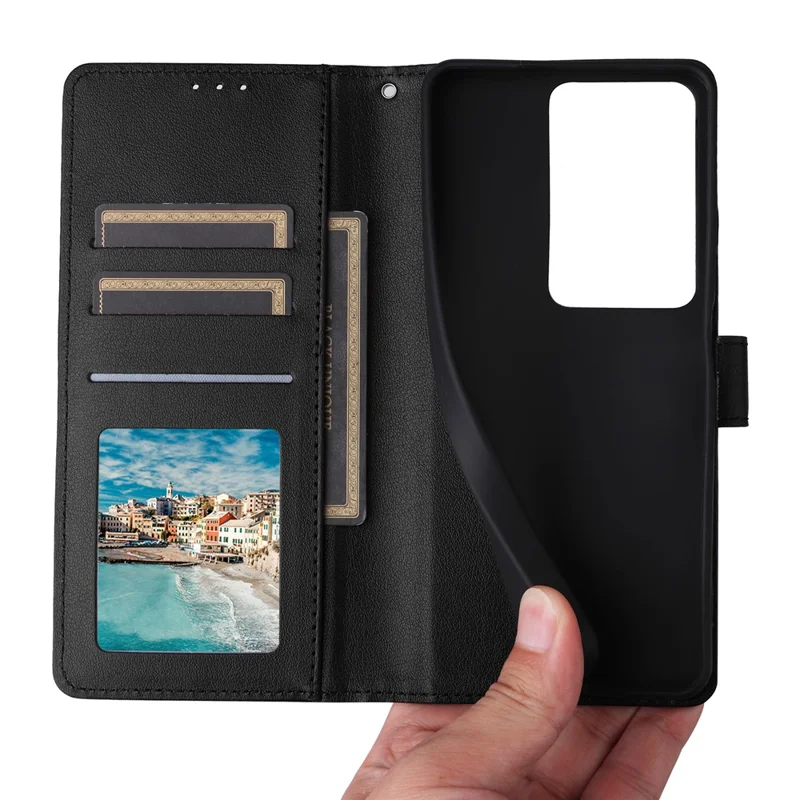 For Realme C75 4G / 14x 5G Case Wallet Stand View PU Leather Phone Cover - Black