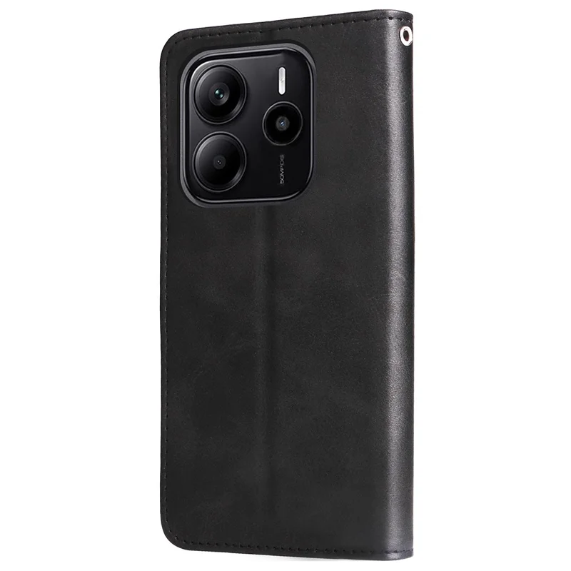 For Xiaomi Redmi Note 14 4G (164.84mm) Case Zipper Wallet Calf Texture PU Leather Phone Cover - Black