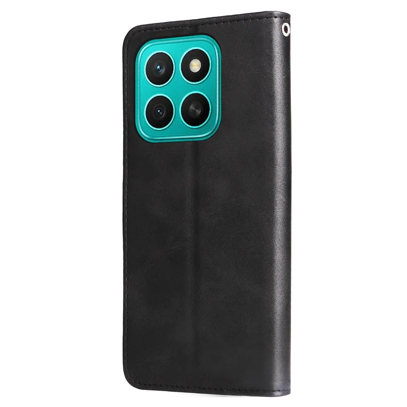 For Honor X8c 4G Case Zipper Wallet Calf Texture PU Leather Phone Cover - Black