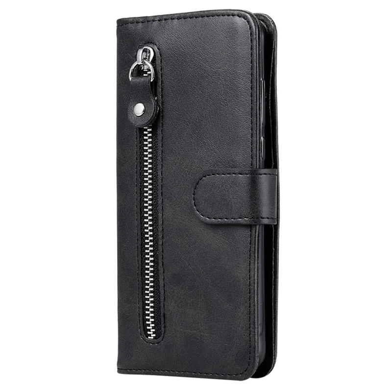 For Honor X8c 4G Case Zipper Wallet Calf Texture PU Leather Phone Cover - Black