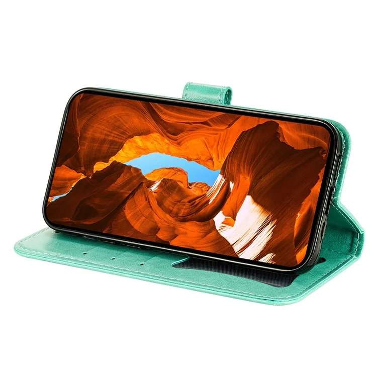 Capa para vivo Y29s 5G / Y04 4G em Couro Sintético com Carteira, Floral, Suporte de Visualização - Verde