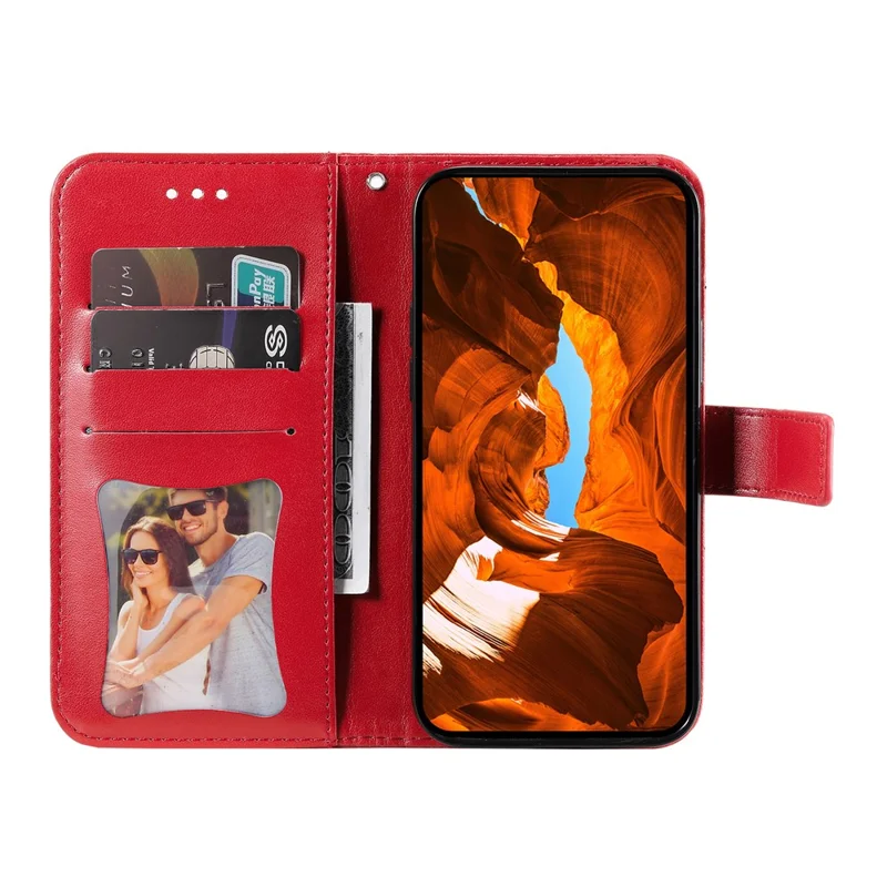 For vivo V50 5G Case Floral Pattern PU Leather Wallet Stand Phone Cover - Red