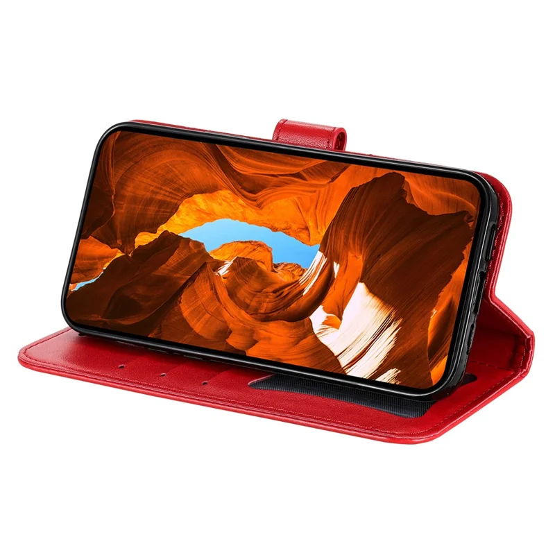 For vivo V50 5G Case Floral Pattern PU Leather Wallet Stand Phone Cover - Red