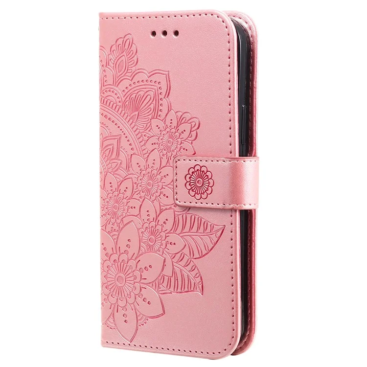 Capa Para Honor X8c 4G em Couro PU com Carteira, Floral, Suporte de Visualização - Rosa