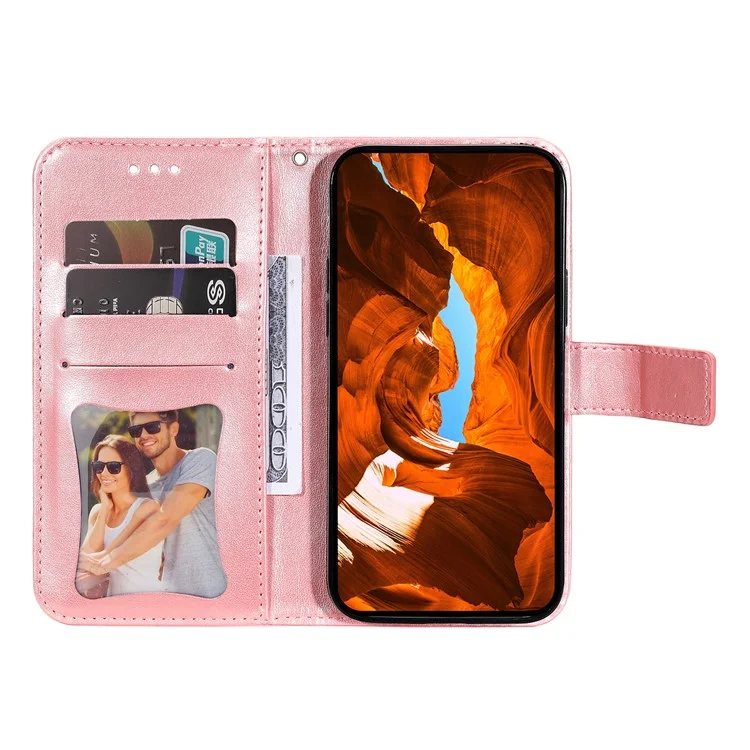 Capa Para Honor X8c 4G em Couro PU com Carteira, Floral, Suporte de Visualização - Rosa