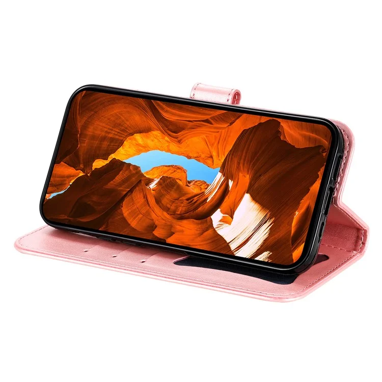 Capa Para Honor X8c 4G em Couro PU com Carteira, Floral, Suporte de Visualização - Rosa