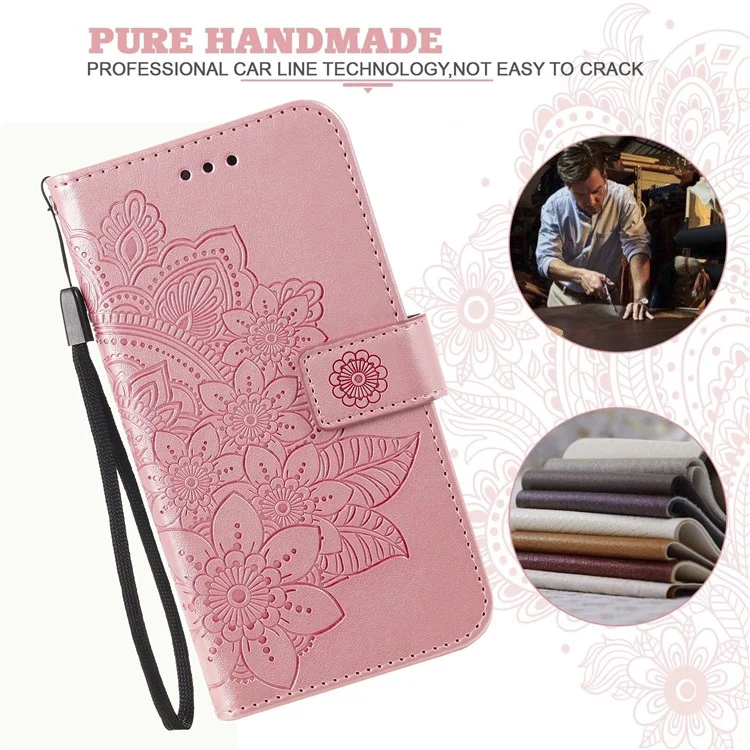 Capa Para Honor X8c 4G em Couro PU com Carteira, Floral, Suporte de Visualização - Rosa