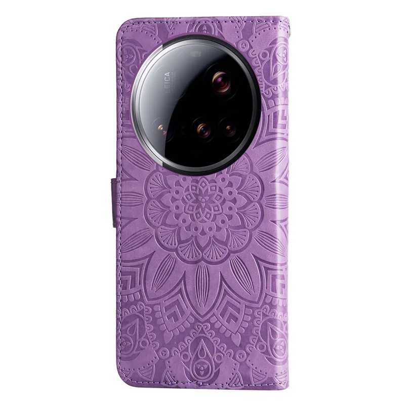 For Xiaomi 15 Ultra Case Sunflower Imprint Leather Wallet Phone Cover - Purple
