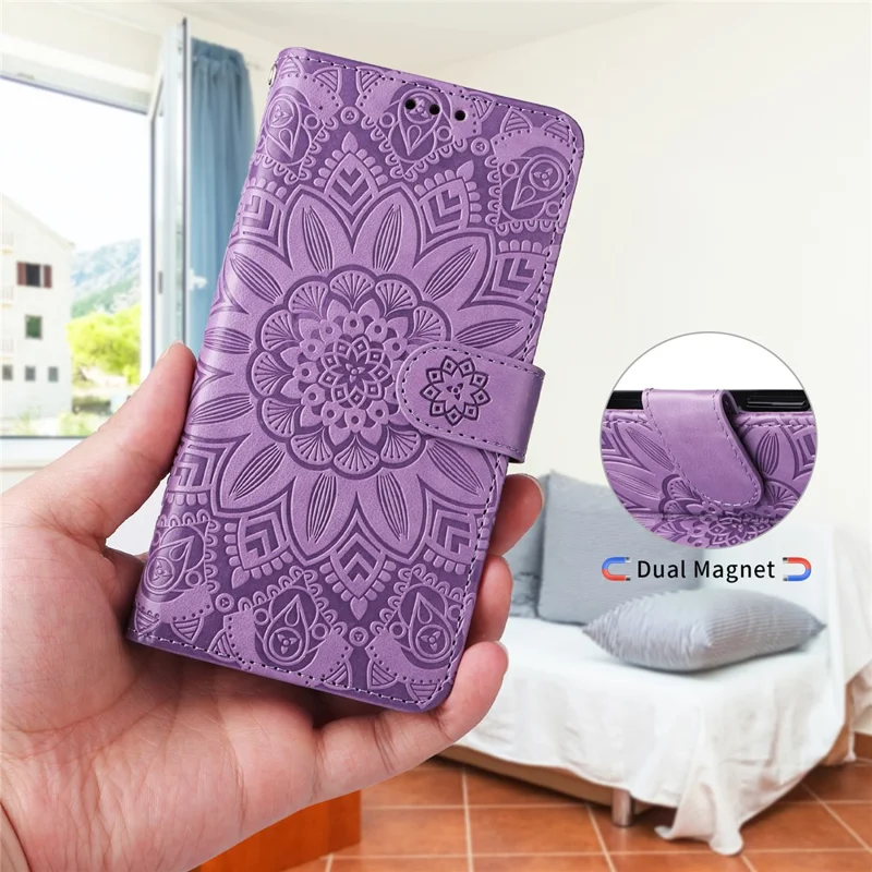 For Xiaomi 15 Ultra Case Sunflower Imprint Leather Wallet Phone Cover - Purple