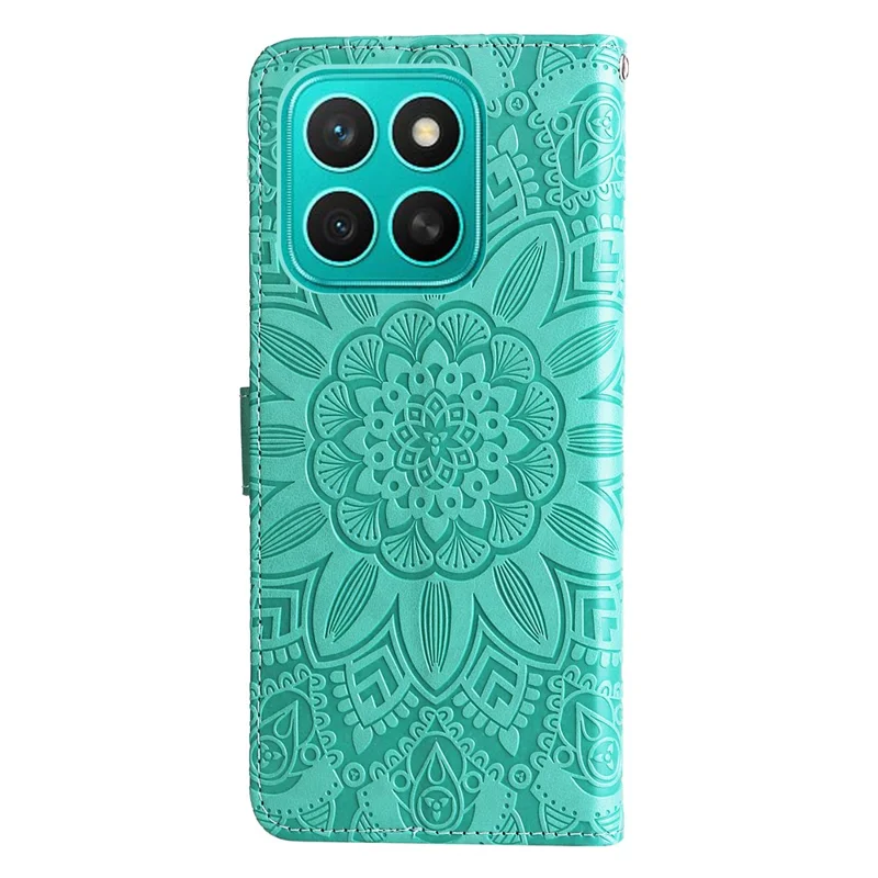 Cover per Honor X8c 4G Girasole Stampato Portafoglio in Pelle - Verde