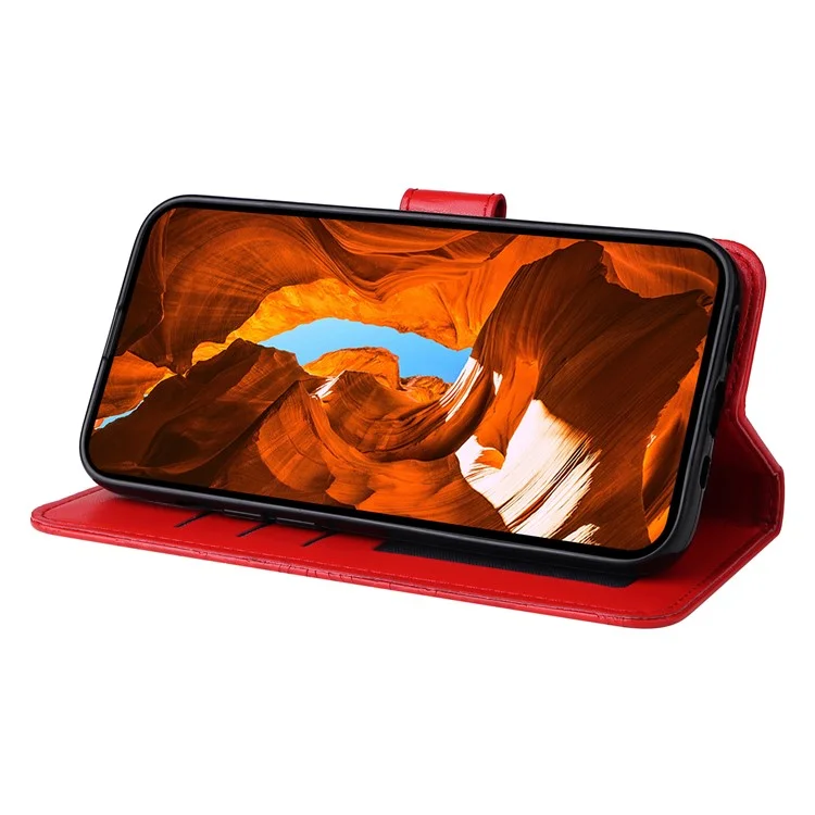Para o vivo Y29s 5G / Y04 4G Capa Carteira de Couro com Impressão de Girassol - Vermelho