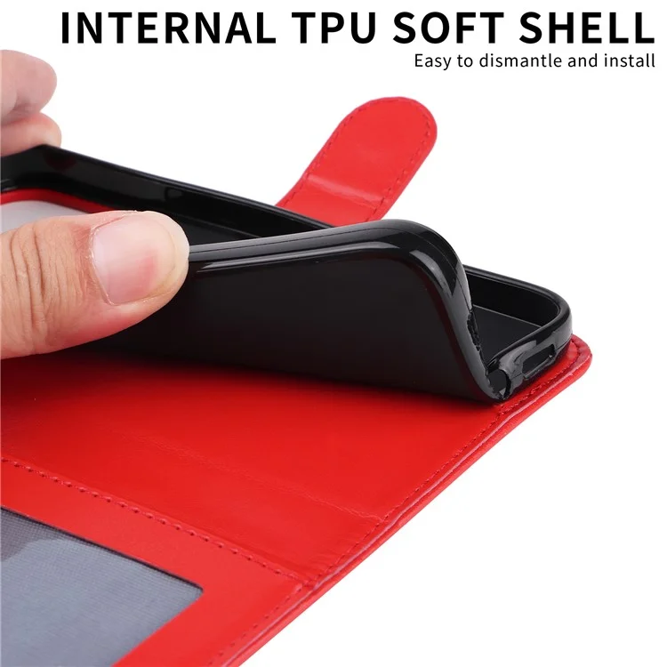 Para o vivo Y29s 5G / Y04 4G Capa Carteira de Couro com Impressão de Girassol - Vermelho