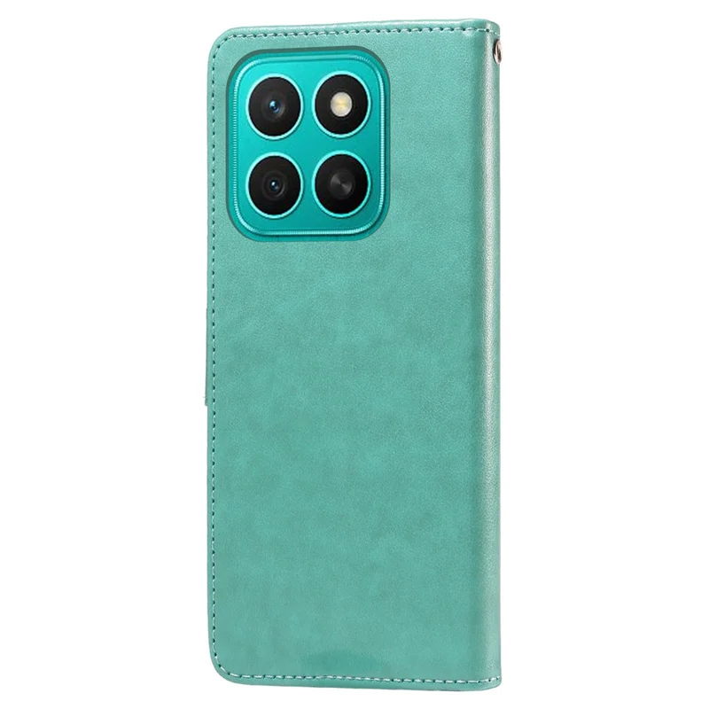 For Honor X8c 4G Case Butterfly Floral Imprint Wallet Stand Leather Phone Cover - Green