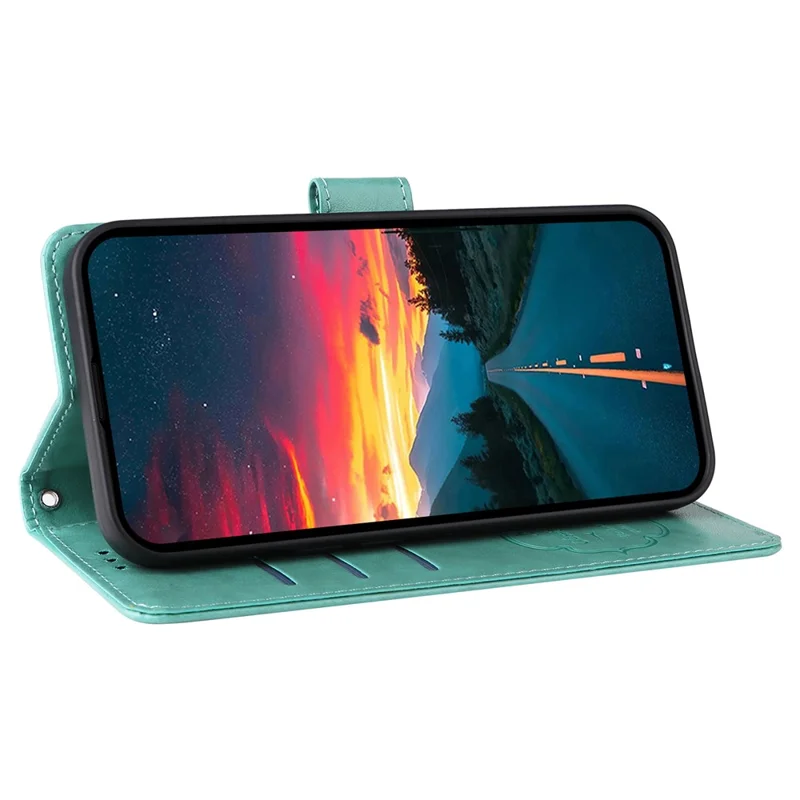 For Honor X8c 4G Case Butterfly Floral Imprint Wallet Stand Leather Phone Cover - Green