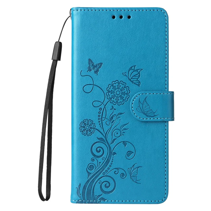 For Oppo A5 Pro 4G (Global) / 5G (Global) / A5 Energy 5G (China) Case Butterfly Floral Imprint Wallet Stand Leather Phone Cover - Blue