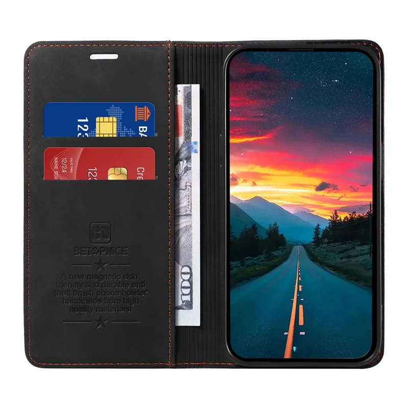 Capa BETOPNICE 003 para Honor X8c 4G com Fechamento Magnético, Bloqueio RFID, Carteira e Suporte - Couro Preto