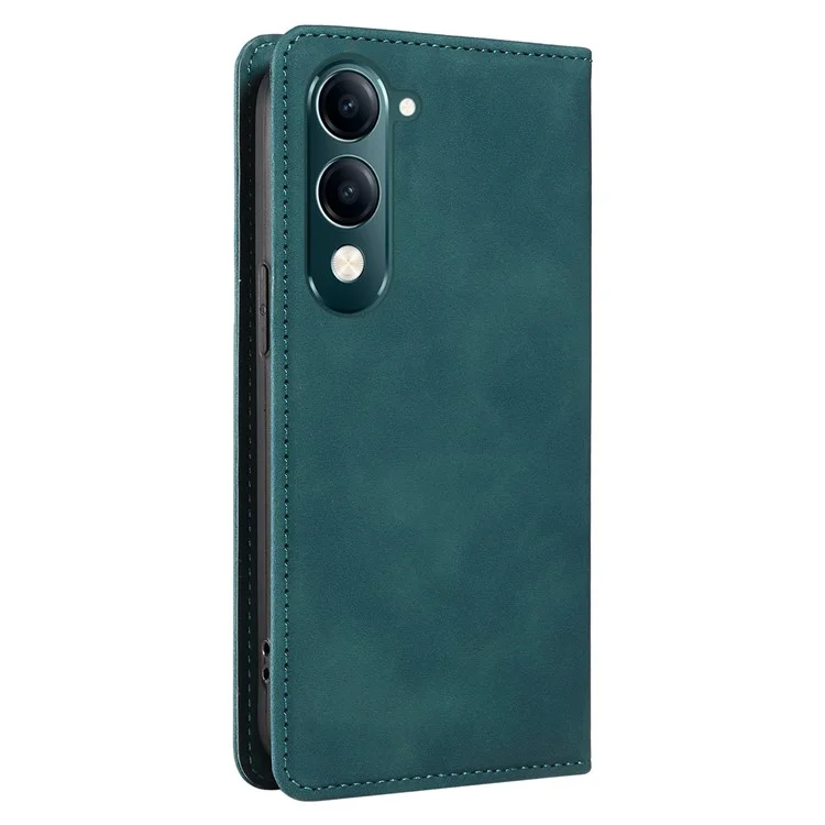 Capa de Couro BETOPNICE 003 com Fechamento Magnético, Bloqueio RFID e Suporte para Carteira para vivo Y29s 5G / Y04 4G - Verde