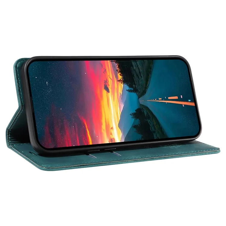 Capa de Couro BETOPNICE 003 com Fechamento Magnético, Bloqueio RFID e Suporte para Carteira para vivo Y29s 5G / Y04 4G - Verde