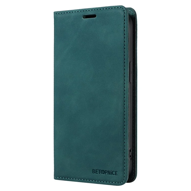 Capa de Couro BETOPNICE 003 com Fechamento Magnético, Bloqueio RFID e Suporte para Carteira para vivo Y29s 5G / Y04 4G - Verde