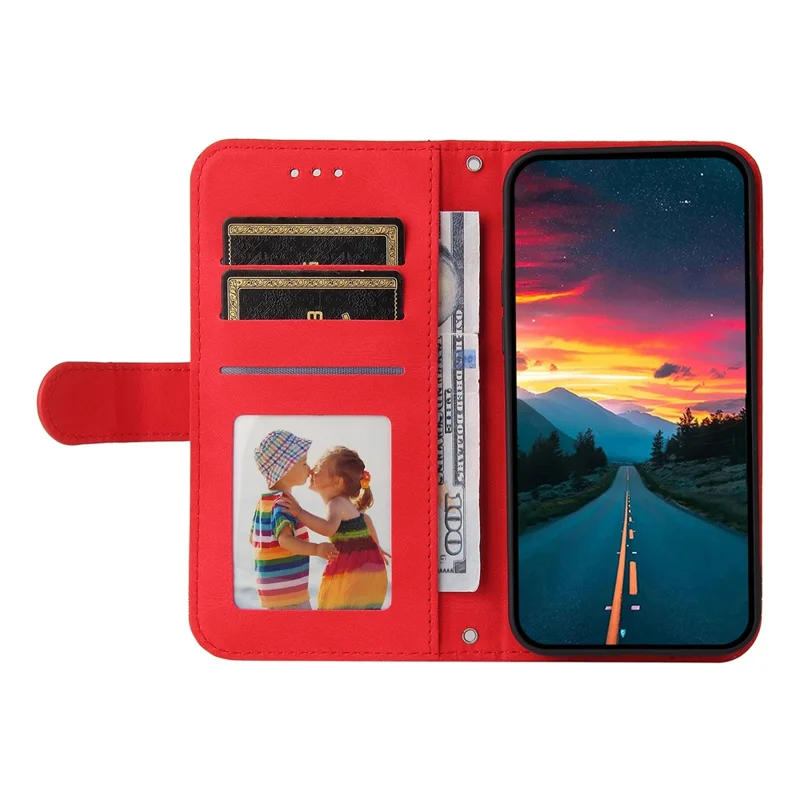For Honor X8c 4G Leather Wallet Cases Skin Touch Phone Cover Stand with Strap - Red