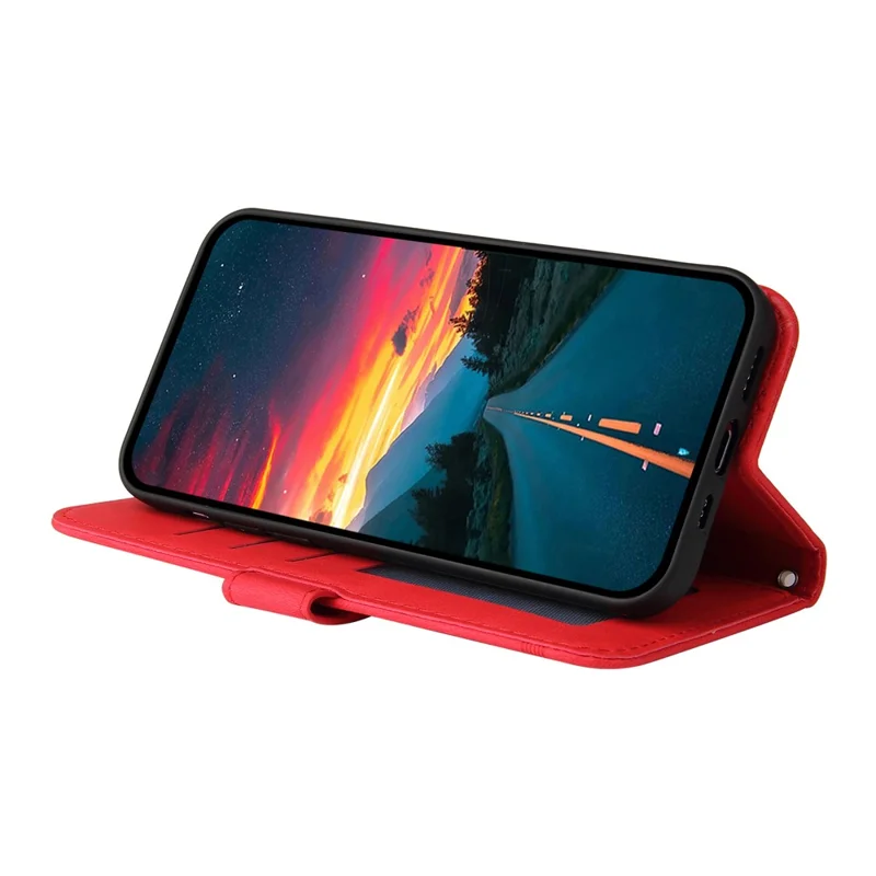 For Honor X8c 4G Leather Wallet Cases Skin Touch Phone Cover Stand with Strap - Red