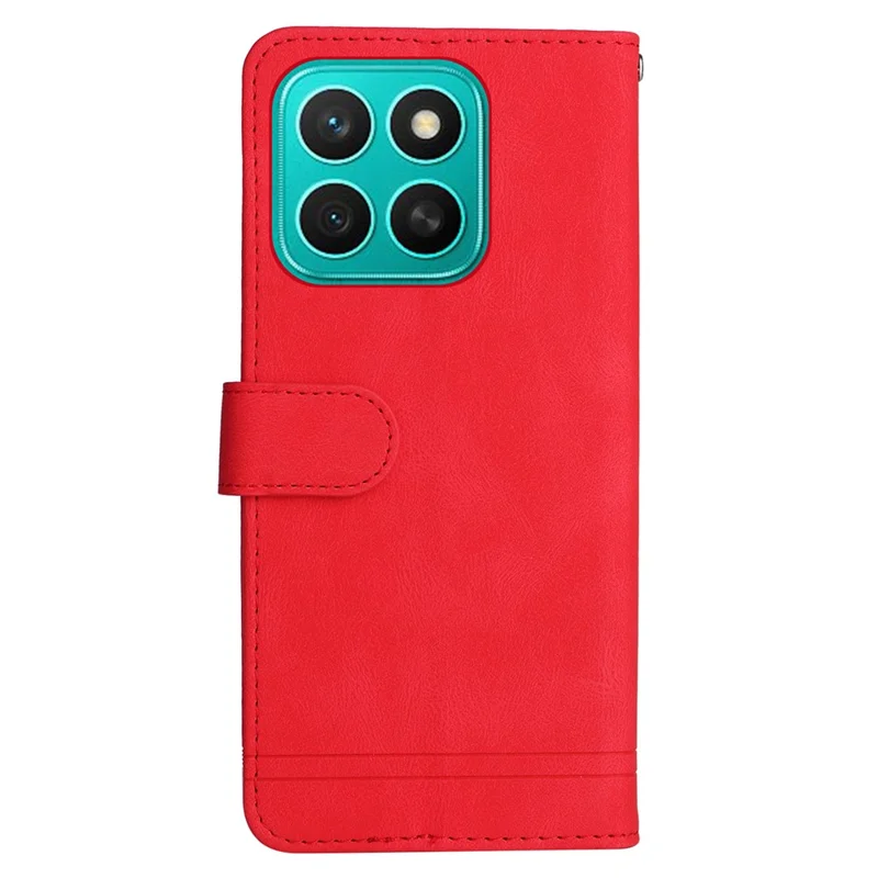 For Honor X8c 4G Leather Wallet Cases Skin Touch Phone Cover Stand with Strap - Red