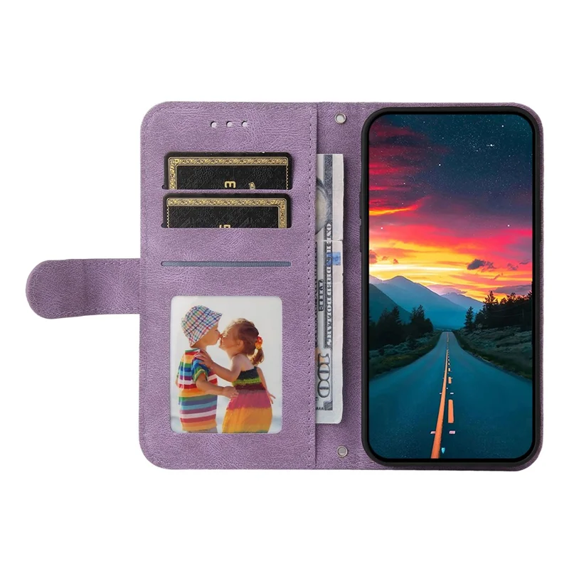 For Honor X8c 4G Leather Wallet Cases Skin Touch Phone Cover Stand with Strap - Purple