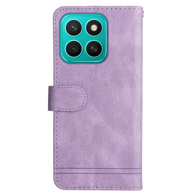 For Honor X8c 4G Leather Wallet Cases Skin Touch Phone Cover Stand with Strap - Purple