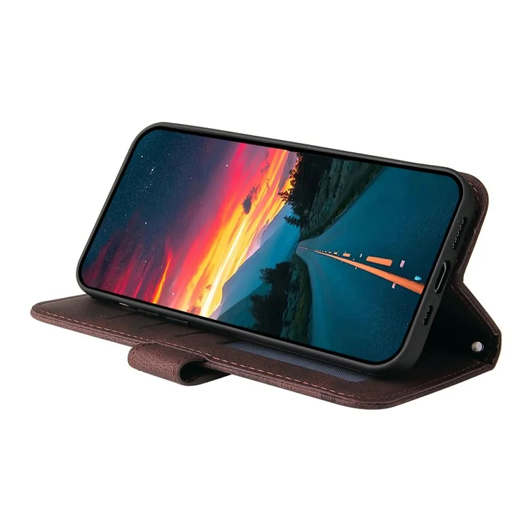 Capa de couro com toque de pele para o vivo Y29s 5G / Y04 4G, com padrão de árvore - Marrom