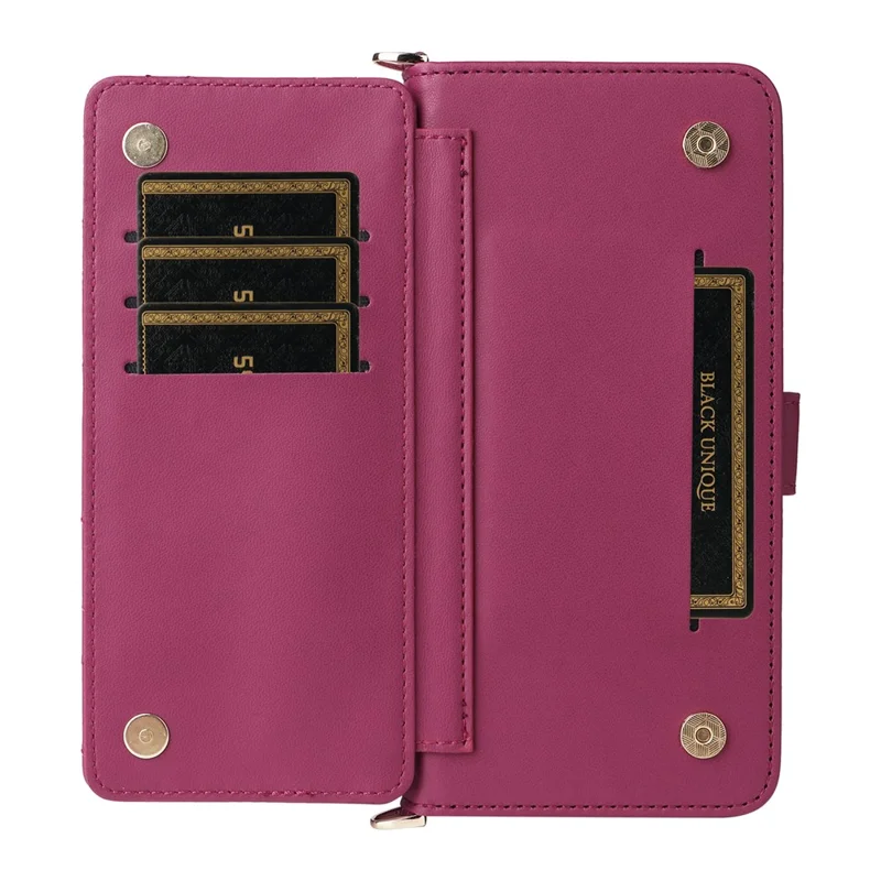 For ZTE Blade V70 Max / nubia V70 Max Wallet Case with Shoulder / Wrist Strap Leather Phone Cover Stand - Rose