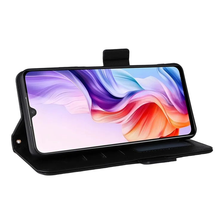 For ZTE Blade V70 Max / nubia V70 Max Case with Wrist Strap Litchi Texture PU Leather Wallet Phone Cover - Black