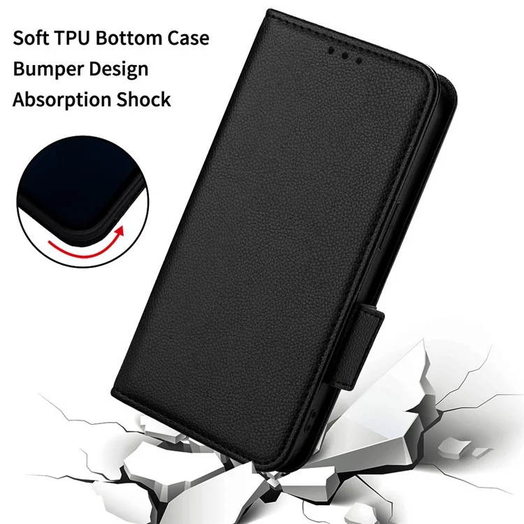 For ZTE Blade V70 Max / nubia V70 Max Case with Wrist Strap Litchi Texture PU Leather Wallet Phone Cover - Black