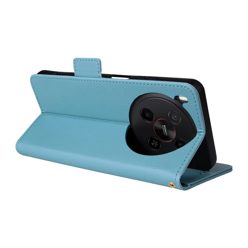 For ZTE Blade V70 Max / nubia V70 Max Case with Wrist Strap Litchi Texture PU Leather Wallet Phone Cover - Baby Blue