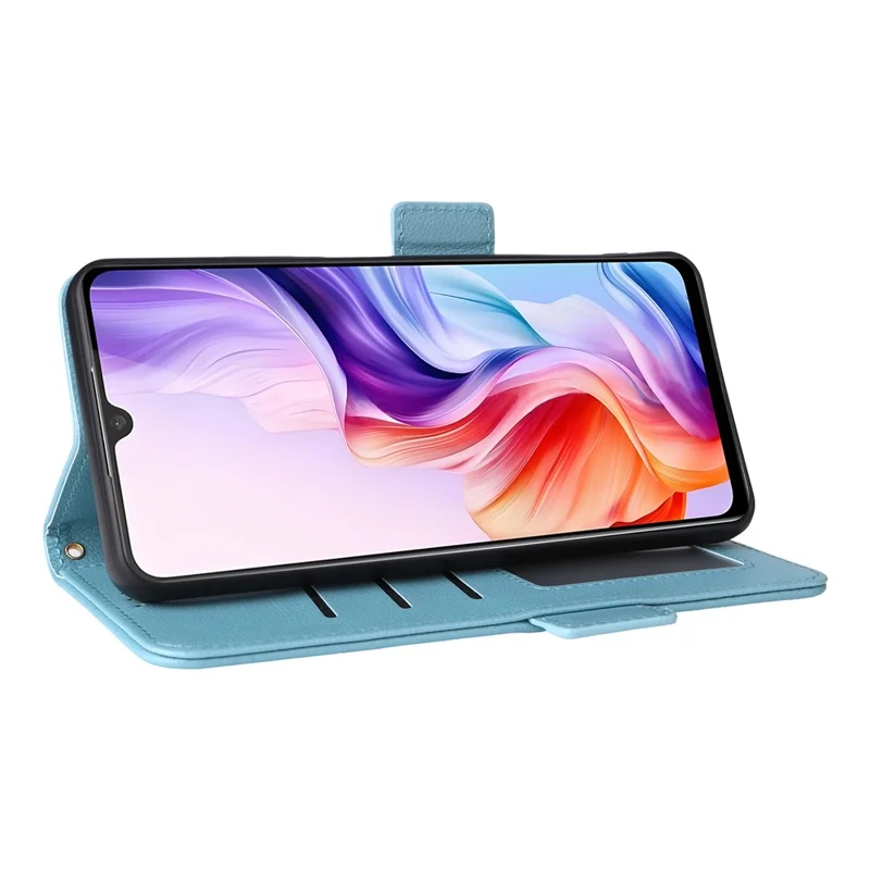 For ZTE Blade V70 Max / nubia V70 Max Case with Wrist Strap Litchi Texture PU Leather Wallet Phone Cover - Baby Blue