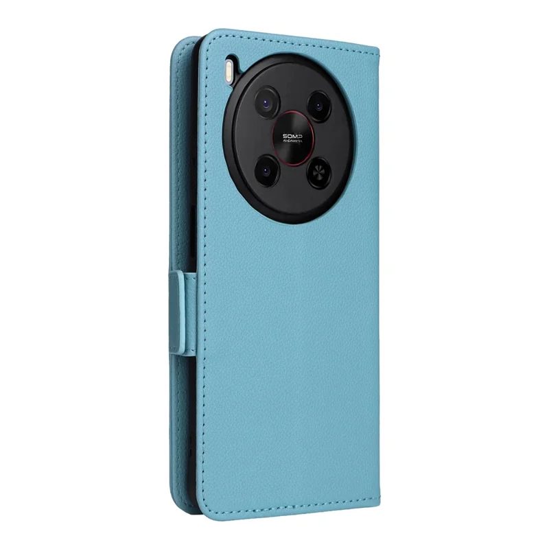 For ZTE Blade V70 Max / nubia V70 Max Case with Wrist Strap Litchi Texture PU Leather Wallet Phone Cover - Baby Blue